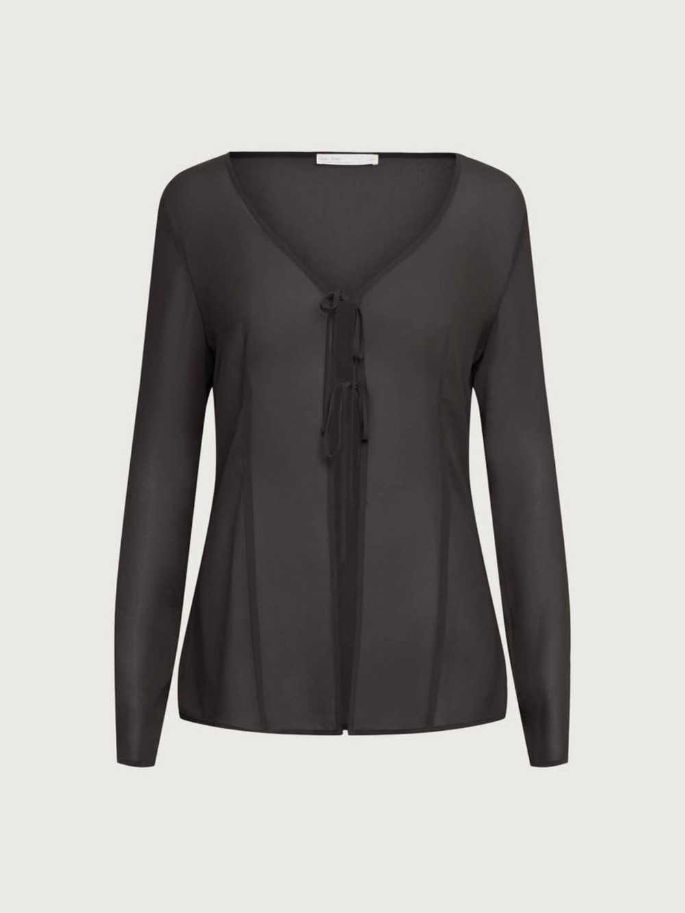 OAK + FORT Black Chiffon Front Tie Blouse